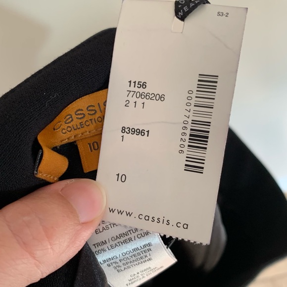 Cassis Black Leather Trim Pencil Skirt Size 10 NWT - Picture 8 of 11